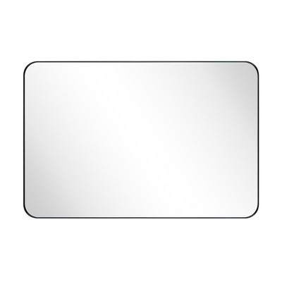 Large Rectangular Black Metal Framed Bathroom Vanity Mirror