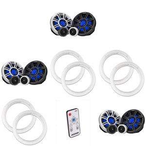 Kicker ( 3 Pair ) 51MSS65 LED 6.5" Premium Marine Component with a Pair of 50KLSR65 6.5 Led Speaker Ring & LED Remote Bundle - 1 of 4