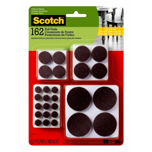 Scotch Felt Pads Value Pack Round Beige Assorted Sizes 162 Pads Per Pack 