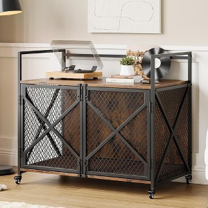 31" Large Dog Crate, Dog Kennel Indoor with Wheels and Built-in Soft Cushion - 1 of 4