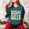 Deck the Halls Block Distressed - Women's Garment Dyed Long Sleeve Graphic T-Shirt - 3 of 4