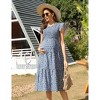 Coolmee Women's Maternity Maxi Dress Flutter Short Sleeve Crew Neck Smocked Elastic Waist Tiered Long Sundress - 2 of 4