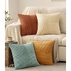 LISM 18x18 Inch Boho Decorative Pillowcases,Corduroy Striped Throw Pillow Covers Set of 4 - 3 of 4