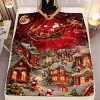 Lomsoe Festive Santa Claus & Reindeer Night Scene Flannel Throw Blanket,Soft & Warm Flannel Christmas Throw Blanket. - 3 of 4