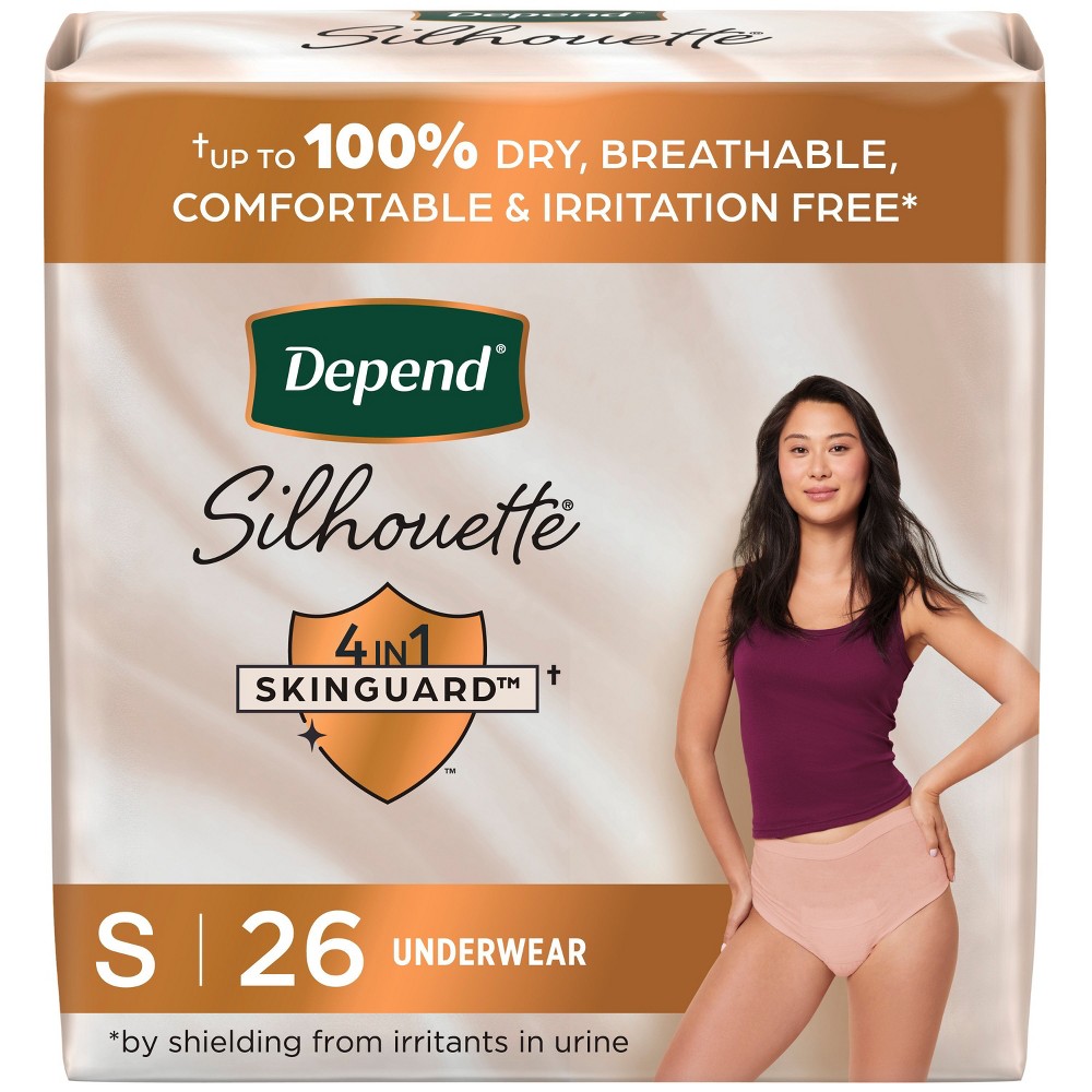 Depend Silhouette Incontinence & Postpartum Underwear for Women - Maximum Absorbency - S - Pink - 26ct