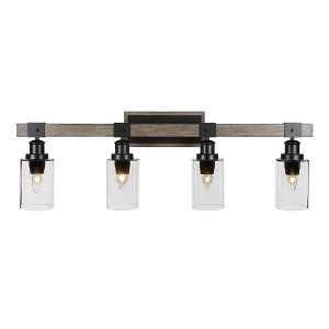 Toltec Lighting Tacoma 4 - Light Vanity in  Black/Painted Wood with 4" Clear Bubble Shade - 1 of 1