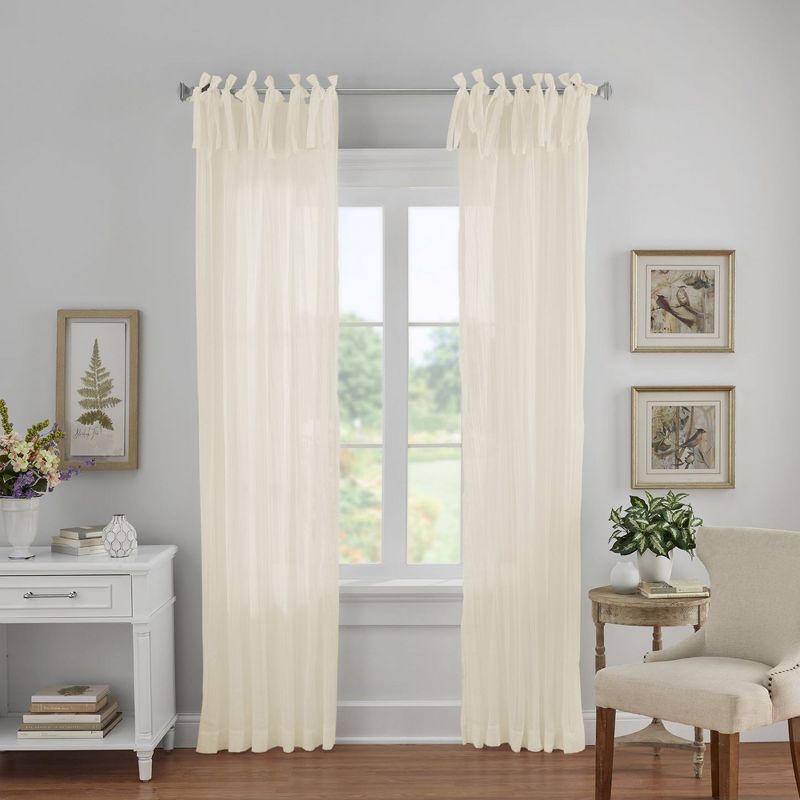 Jolie Semi-Sheer Tie Top Single Window Curtain Panel - Elrene Home Fashions, 1 of 5
