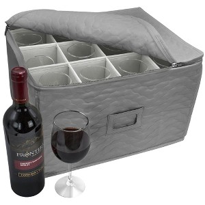 Sorbus Deluxe Quilted Stemware Storage Case with 12 Sections - 1 of 4