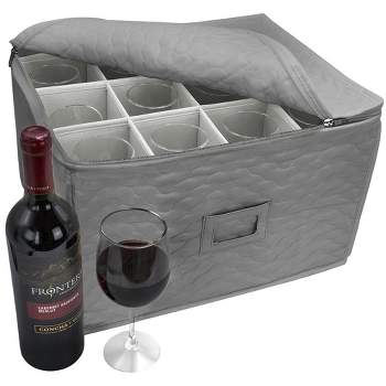 Woffit Wine Glass Storage - Set of 2 Quilted Packing Containers for Mugs &  Glassware - Stemware and Coffee Cup Kit, 12pcs per Box w/Insert Cards for