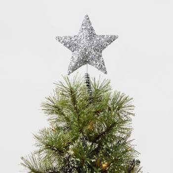 Small Sequined Star Christmas Tree Topper Silver - Wondershop™