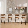 Set of 2 Modern Leather Bar Stools, 27" Counter Height w/Back & Footrest, 300Lbs Capacity, Brown Upholstered Kitchen Island Stools - 3 of 4
