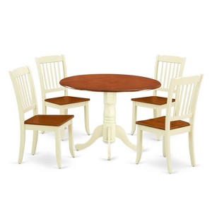 Round Dining Set 5Pc Antique Table & Chairs - 42 Inch Round Table, Vertical Slatted Design - 1 of 4