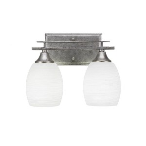 Toltec Lighting Uptowne 2 - Light Vanity in  Aged Silver with 5" White Linen  Shade - 1 of 1