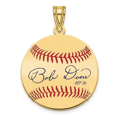 Black Bow Jewelry 14K Gold Plated Bobby Doerr Signature SM Enamel Baseball Pendant