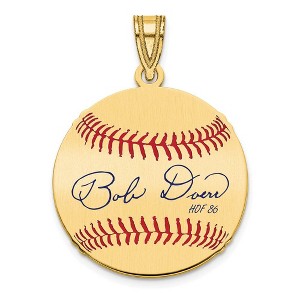 Black Bow Jewelry 14K Gold Plated Bobby Doerr Signature SM Enamel Baseball Pendant - 1 of 4