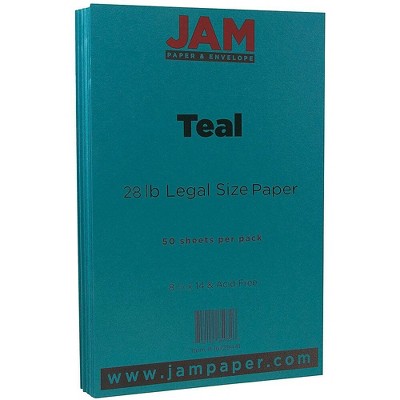 JAM Paper Legal Matte 28lb Paper 8.5 x 14 Teal 50 Sheets/Pack 16729441