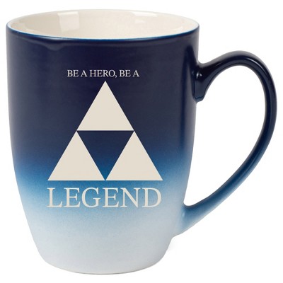 100 North Three Scales 10 Ounce Navy Blue and White Two Toned Ombre, Comfortably Fits Your Hands, Ceramic Tea Coffee Cup Mug, Be A Hero, Be A Legend