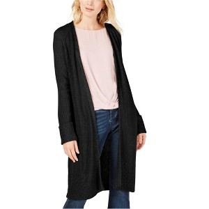 I.N.C International Concepts Womens Metallic Trim Cuffed Cardigan Sweater, Black, Small - 1 of 1