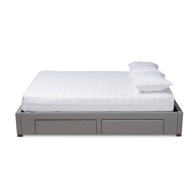 Leni King-Sized Light Grey Upholstered Bed Frame with Storage Drawers