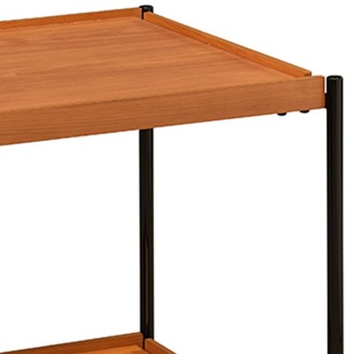 Oaken Square Honey Oak and Black End Table with Shelf