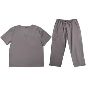 Tropi Mens Scrub Sets - Four Pocket Medical Scrubs Uniform (V-Neck with Cargo Pant) - 1 of 3