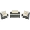 CAVINAS Outdoor Couch Set with Rectangular Coffee Table, Wicker Round Patio Sofa Set, All-Weather Curved Sectional Furniture Set for Garden - 2 of 4