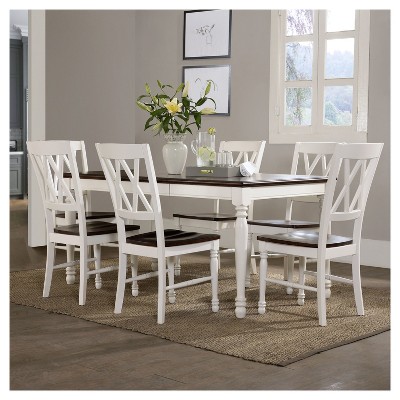Classic Shelby 7-Piece White and Cherry Extendable Dining Set