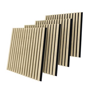 Natural Wood Grain Sound Absorbing Panel (60x60x1.7cm, 4-Pack) - 1 of 4