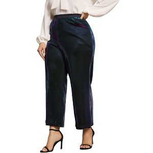 Agnes Orinda Women's Plus Size Shiny Metallic Sparkly Elastic Waist Wide Leg Pants - 1 of 4