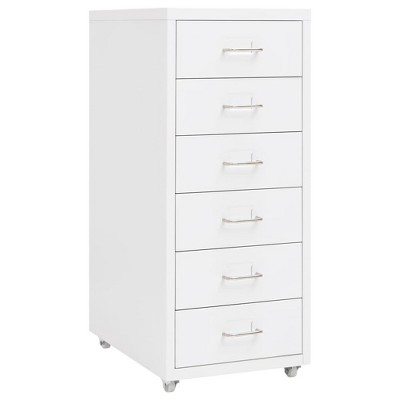 CLIHOME 6-Tier Rolling File Cabinet With Handle, Metal Steel Compact Mobile Storage Cabinet Dressers With Wheels