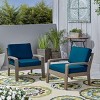 1 Piece Outdoor Acacia Wood Patio Club Chair with Water-Resistant Cushions, Outdoor Chair with Slat Panel Design for Garden or Deck-Coolbibila - 3 of 4