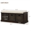 XINGHANZHENXUAN Entryway Bench with 3 Rattan Baskets & Cushion, No Assembly Needed, 220lb Capacity - 2 of 4