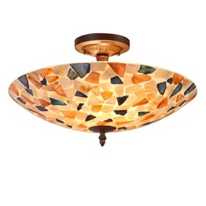 Chloe Lighting Koi Mosaic 2 Light Semi-Flush Ceiling Fixture 16" Shade - 1 of 3