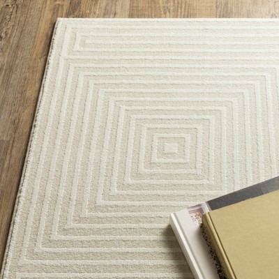 Ivory Geometric Rectangular Synthetic Area Rug 5'3" x 7'6"