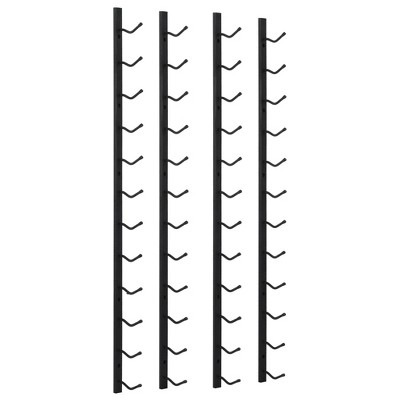 Black Iron Wall Mounted Wine Rack for 24 Bottles, 2 Piece Set
