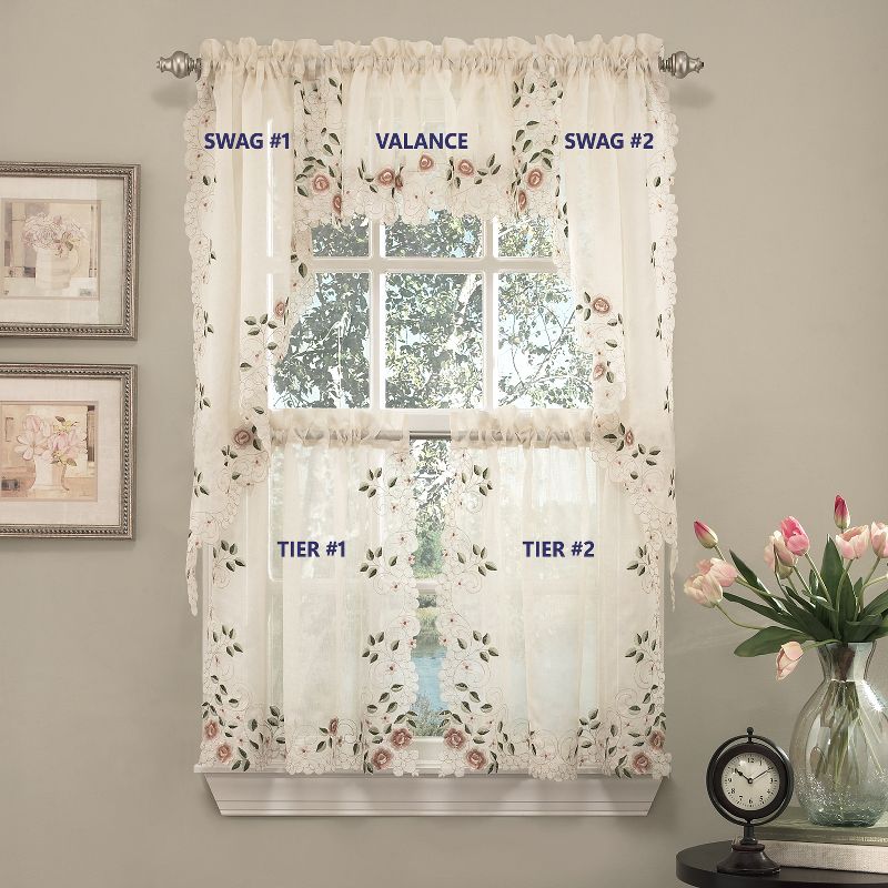 Rosemary Linen Embroidered Kitchen Curtains by Sweet Home Collection™, 3 of 4