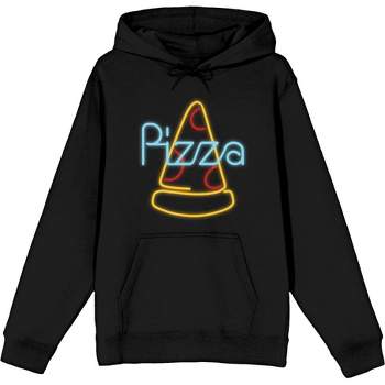 My Pizza Day Neon Pepperoni Pizza Slice Long Sleeve Adult Hooded Sweatshirt