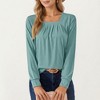 Anna-Kaci Women's Long Sleeve Square Neck Top with Front Pleat Detailing and Relaxed Fit - 4 of 4
