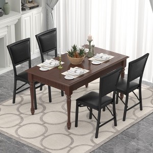 VECELO Foldable Dining Chairs Set of 2/4/6, No Assembly Heavy-Duty Metal Frame, Kitchen and Living Room Chairs, Black/Brown - 1 of 4
