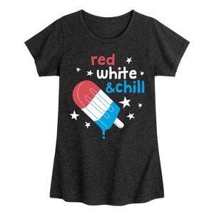 Girls' - Instant Message - Red, White, & Chill Classic Ice Cream Truck Popsicle Fitted Short Sleeve Graphic T-Shirt - 1 of 4