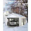 13x20Ft Heavy-Duty Carport with Detachable Sidewalls, Doors, Sandbags, Waterproof Fabric for Cars, Boats, Trucks, and Motorcycles (White) - image 2 of 4