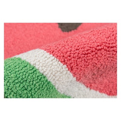 Handmade Watermelon Red Half-Circle Kitchen Mat