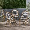 Christopher Knight Home Louna 4pk Outdoor French Cafe Chairs - Black/White/Bamboo - 2 of 4