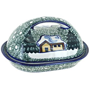 Blue Rose Polish Pottery 15A WR Unikat Butter Dish - 1 of 1