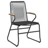 vidaXL 22.8x23.2x33.7 Inches Black PVC Rattan Garden/Patio Chairs with Solid Teak Wood, Weather-Resistant, Comfortable Seating Experience, Set of 4 - 3 of 4
