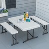 Outsunny 40 Inches Portable Camping Beer Table Set, 3-Piece Folding Picnic Table and Bench, White - 3 of 4