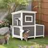 VEVOR Outdoor Cat House, 2-Story Wooden Cat Shelter for 3 Outside Cats in Winter, Elevated Feral Kitty Shelter with Stairs, White&Grey - 2 of 4