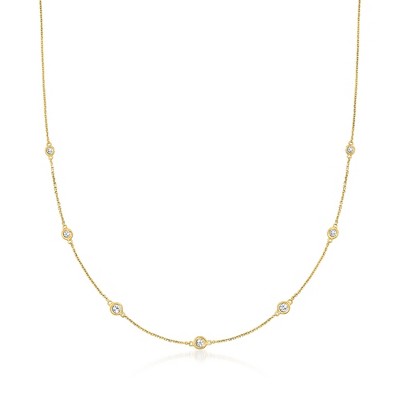 Ross-Simons 0.33 ct. t.w. Graduated Bezel-Set Diamond Station Necklace in 14kt Yellow Gold