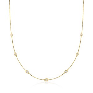 Ross-Simons 0.33 ct. t.w. Graduated Bezel-Set Diamond Station Necklace in 14kt Yellow Gold - 1 of 4