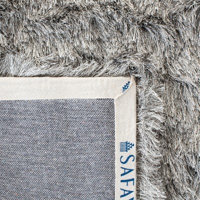 Silver Hand-Tufted Square Shag Area Rug